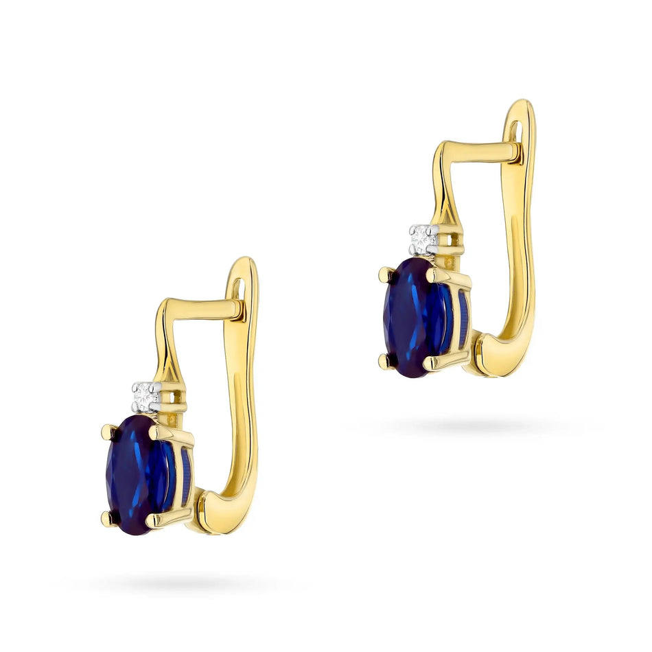 Gold Earrings with 0.70ct Sapphire and Diamonds