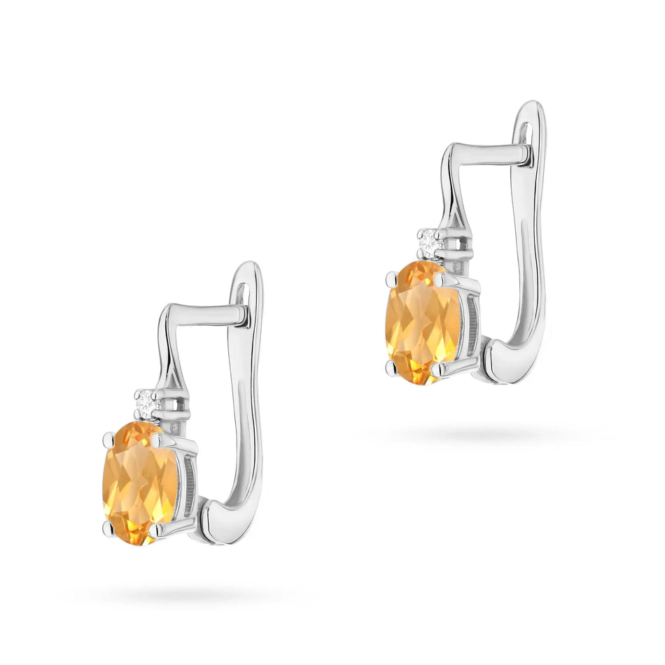 Gold Earrings with 0.60ct Citrin and Diamonds