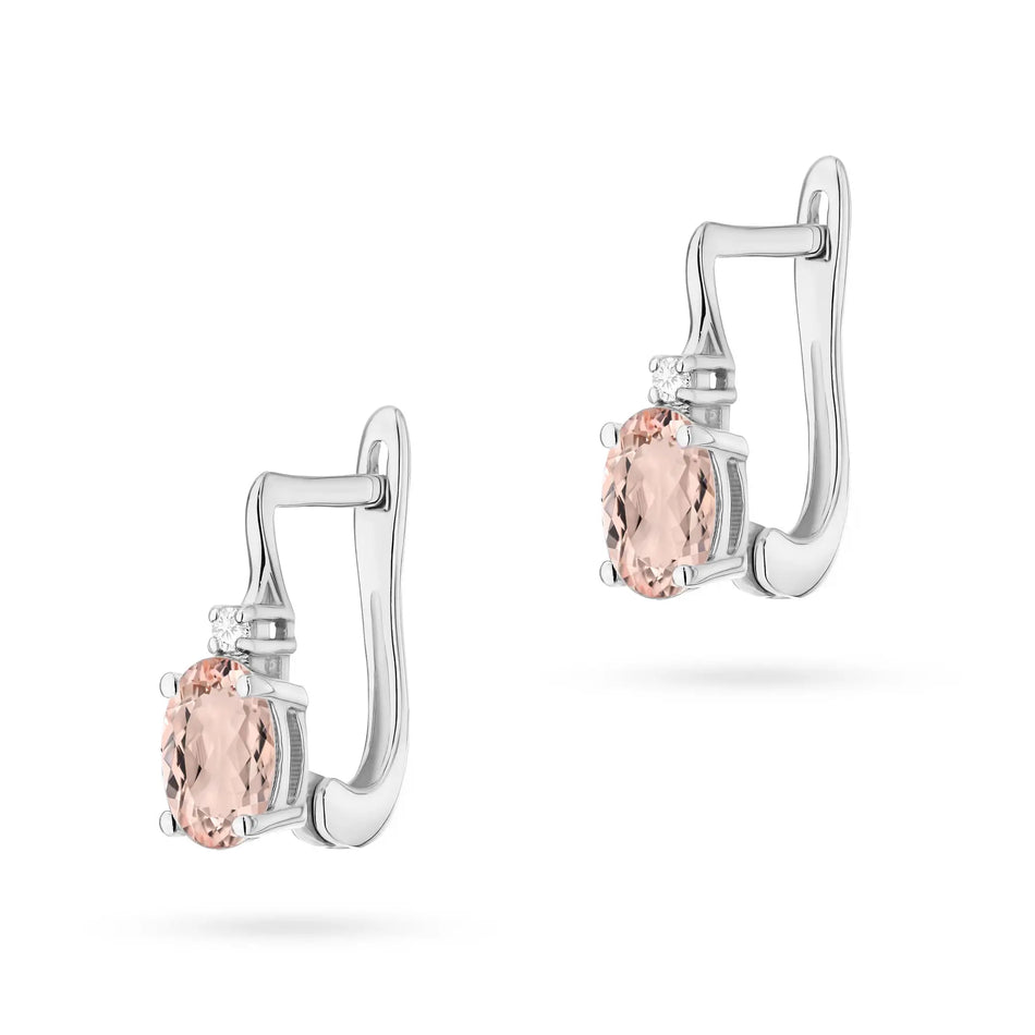 Gold Earrings with 0.40ct Morganite and Diamonds