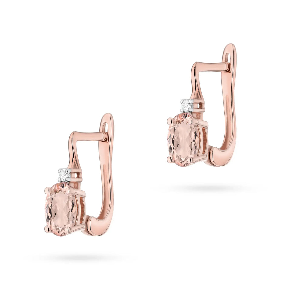 Gold Earrings with 0.40ct Morganite and Diamonds