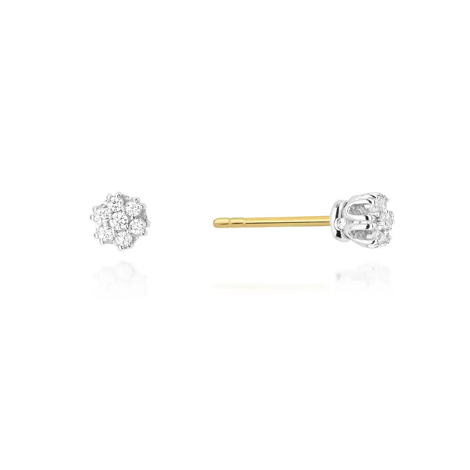 Gold Earrings with 0.20ct Diamonds Flowers