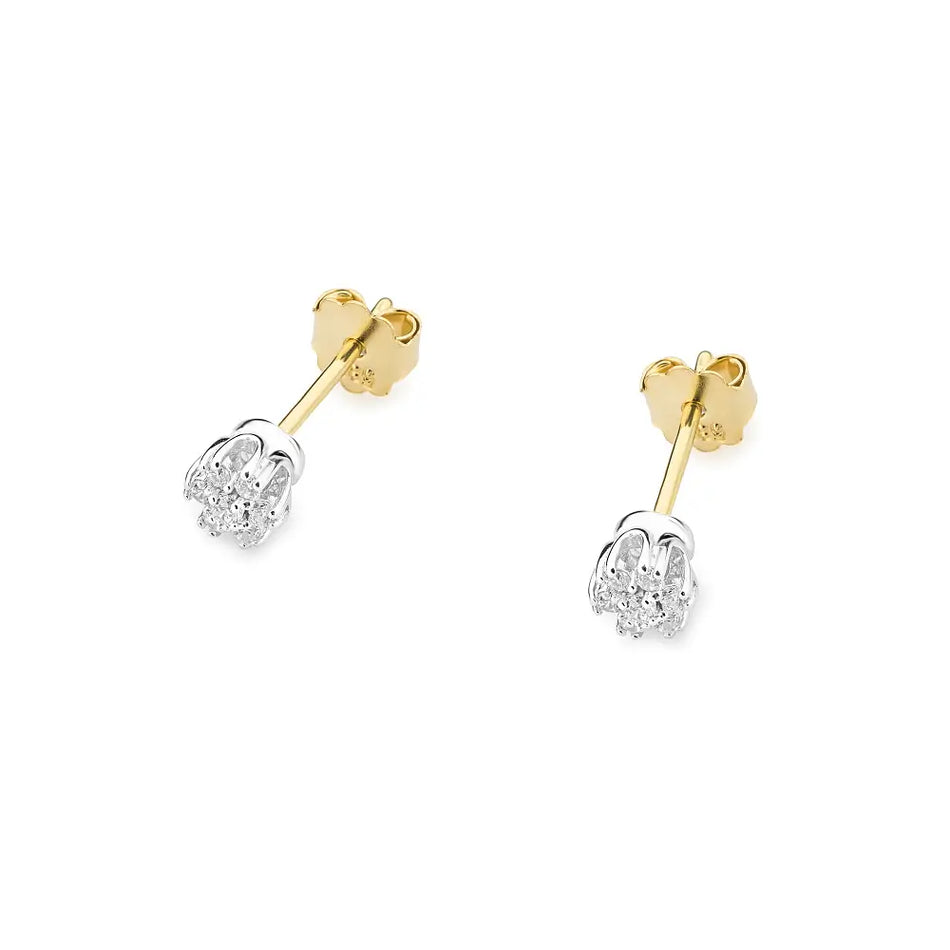 Gold Earrings with 0.20ct Diamonds Flowers