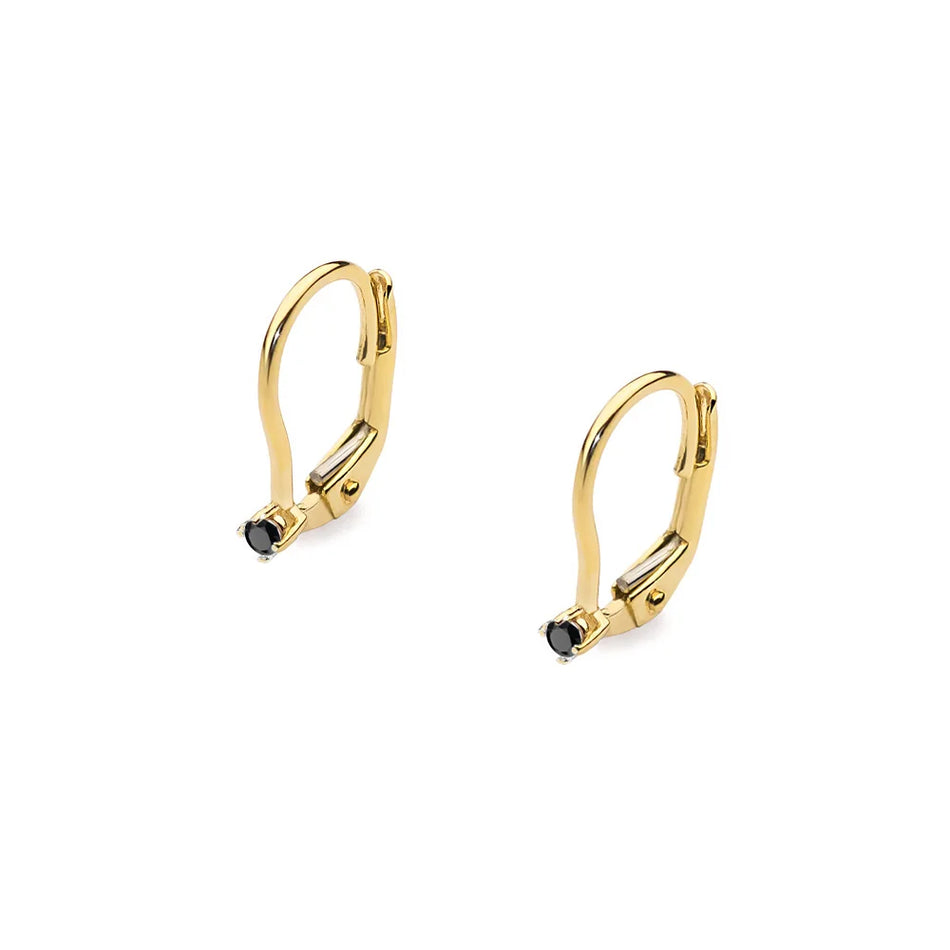 Gold Earrings with 0.04ct Black diamonds