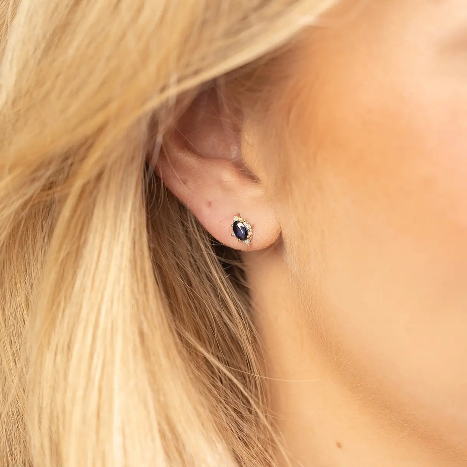 Gold Earrings with 0.30ct Sapphires and 0.04ct Diamonds