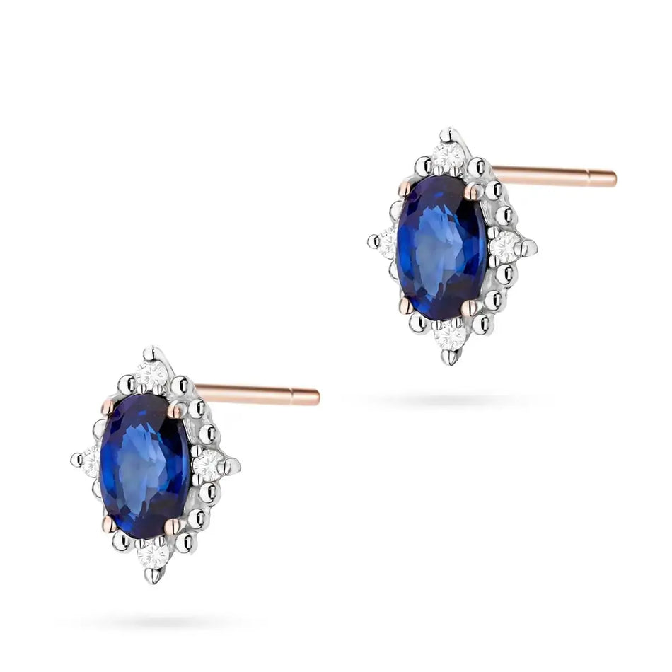Gold Earrings with 0.30ct Sapphires and 0.04ct Diamonds