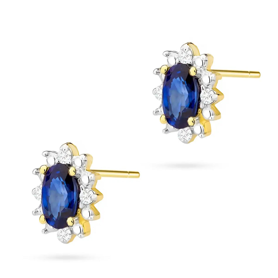 Gold Earrings with 0.30ct Sapphires and 0.04ct Diamonds
