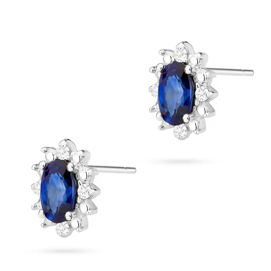 Gold Earrings with 0.30ct Sapphires and 0.04ct Diamonds