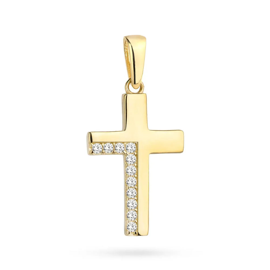 Gold Cross Pendant with Zirconia