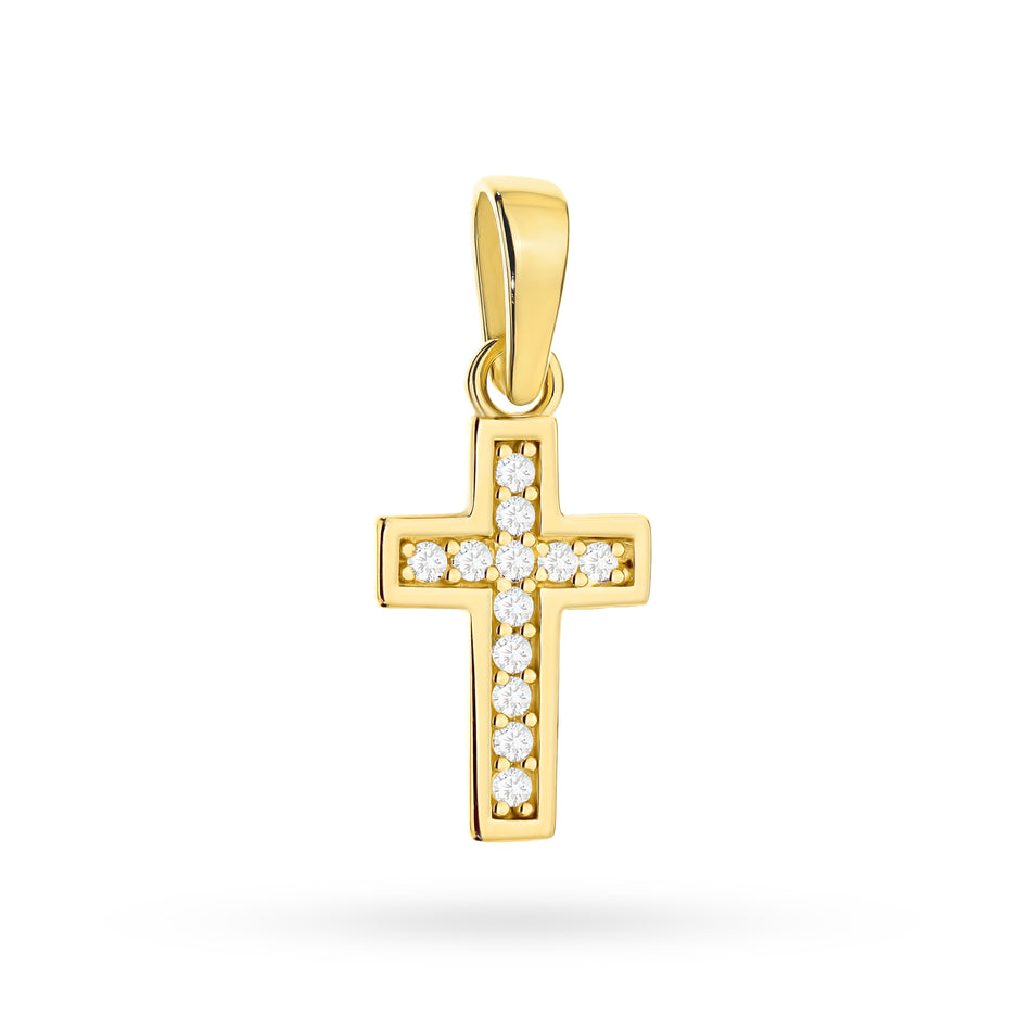 Gold Cross Pendant with Zirconia