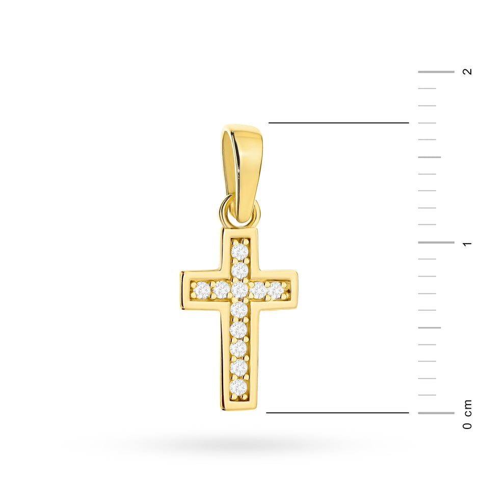 Gold Cross Pendant with Zirconia
