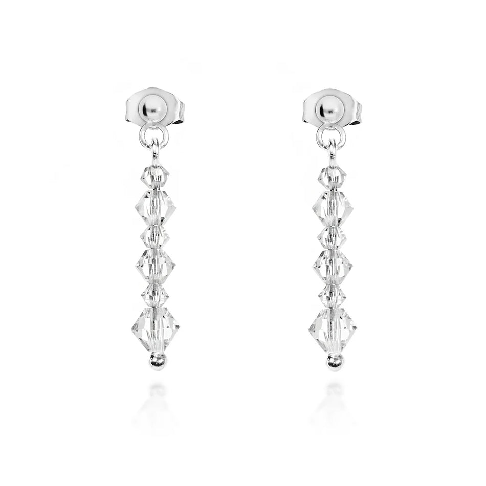 Classic Wedding Silver Swarovski Crystals Earrings