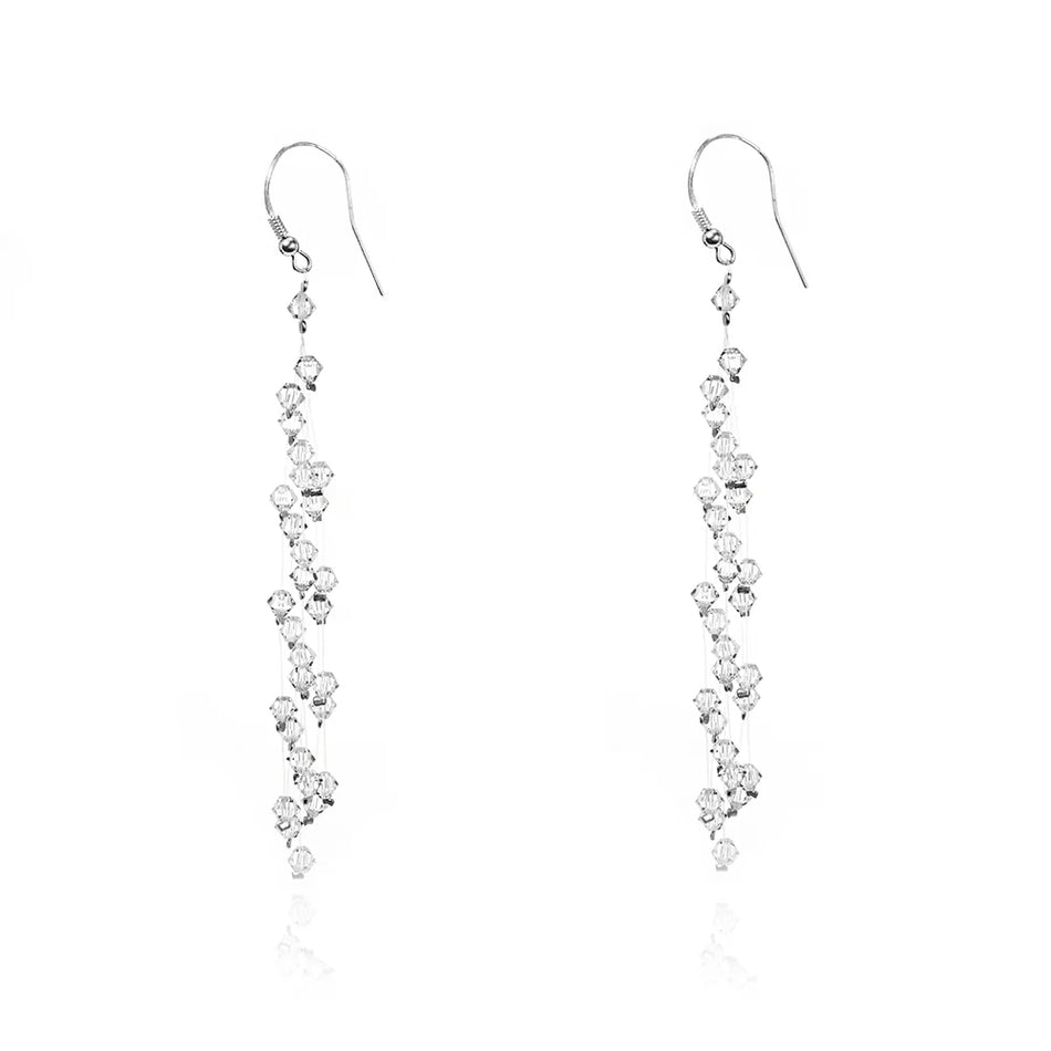 Classic Wedding Silver Swarovski Crystals Earrings