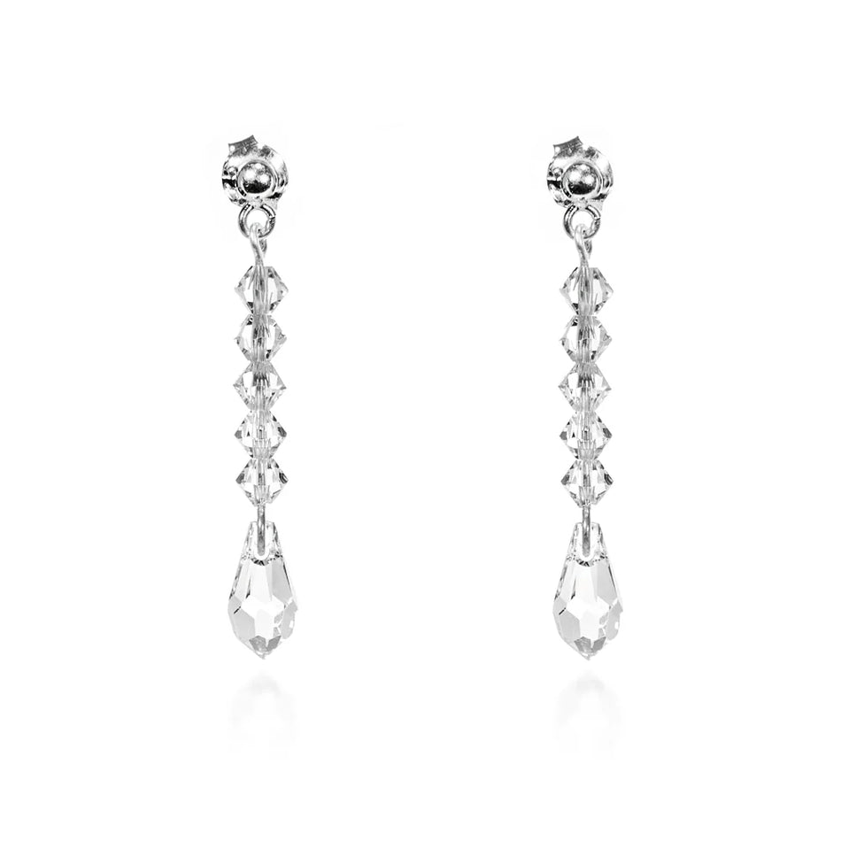 Classic Wedding Silver Swarovski Crystals Earrings