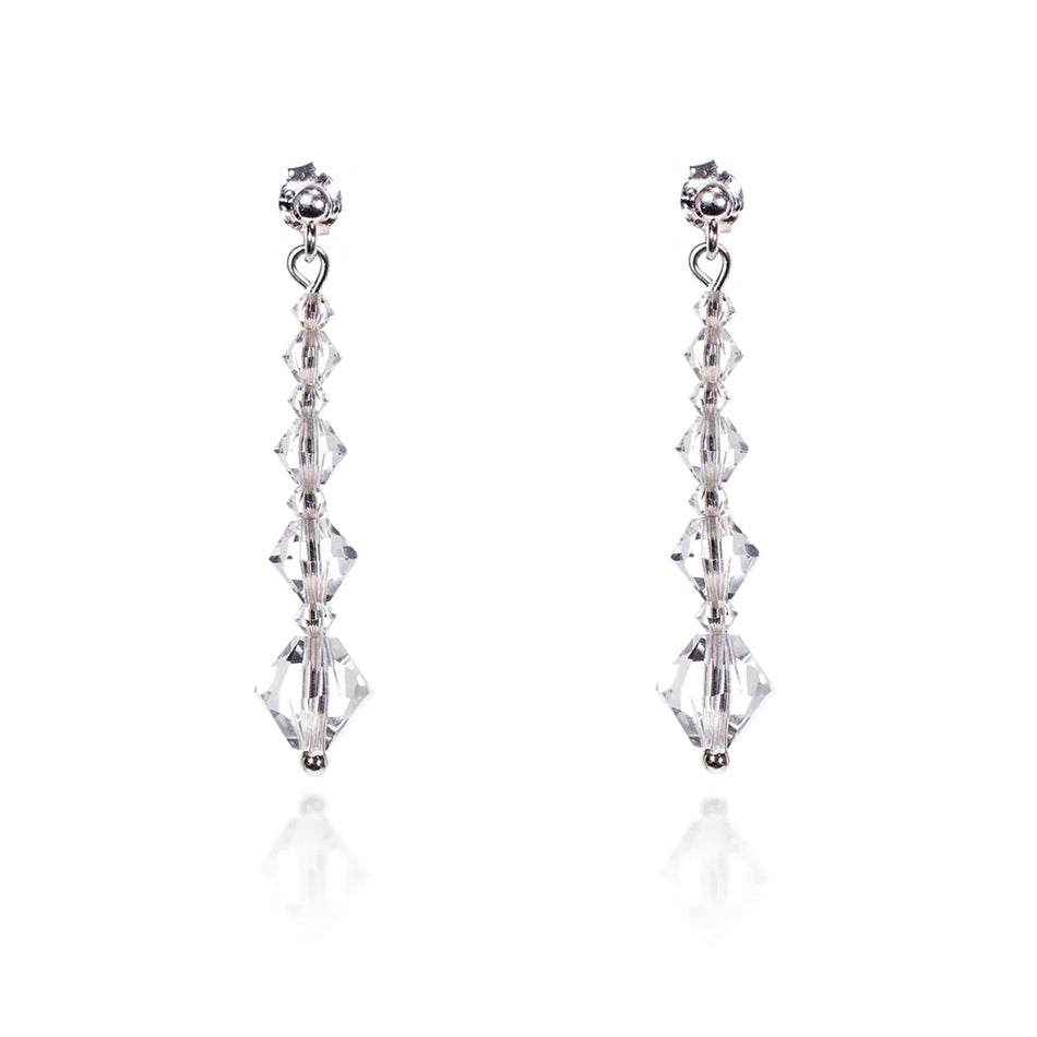Classic Wedding Silver Swarovski Crystals Earrings