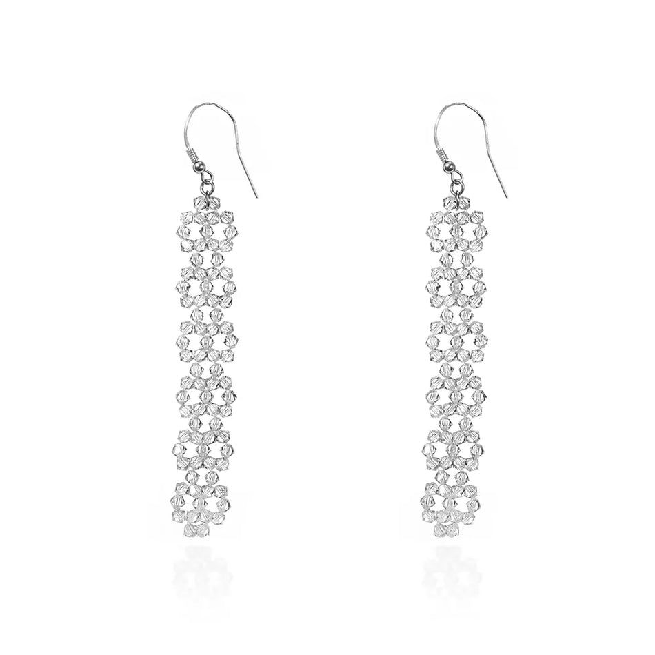 Classic Wedding Silver Swarovski Crystals Earrings