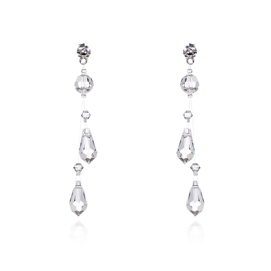Classic Wedding Silver Swarovski Crystals Earrings
