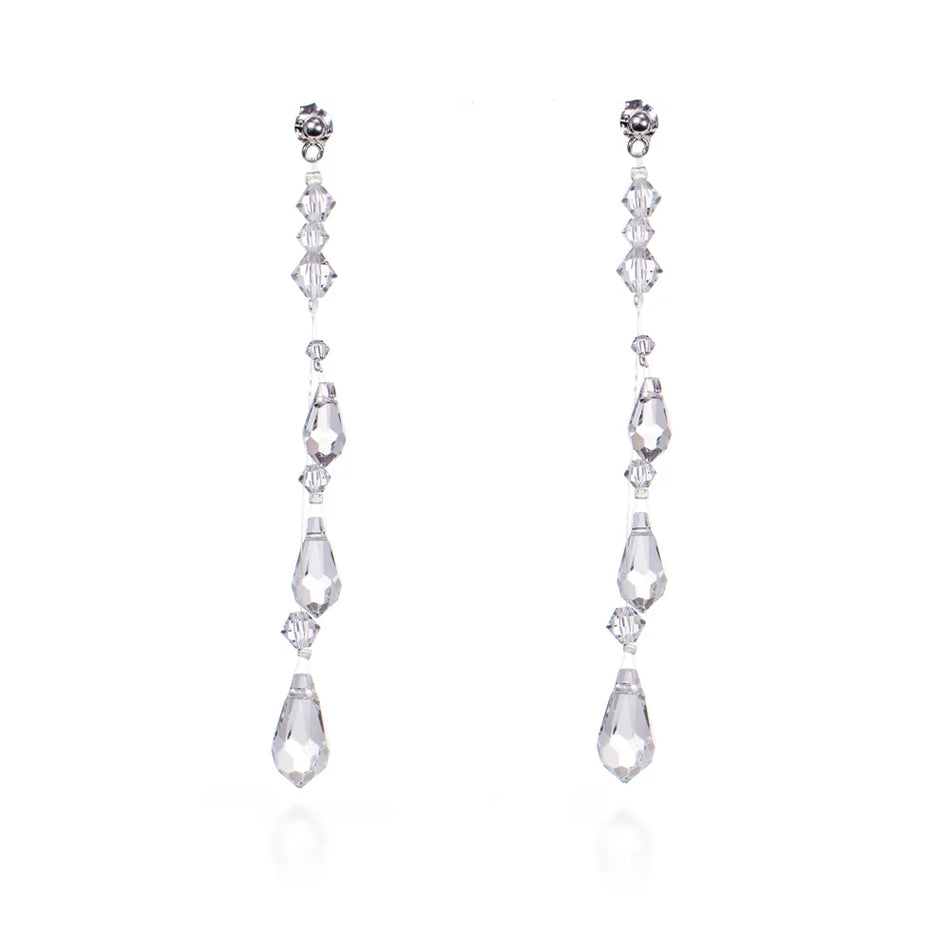 Classic Wedding Silver Swarovski Crystals Earrings