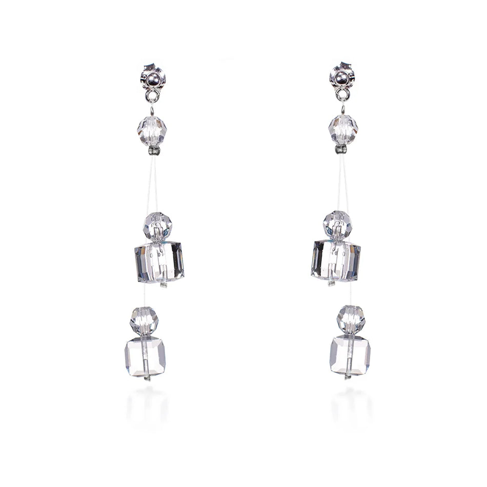 Classic Wedding Silver Swarovski Crystals Earrings