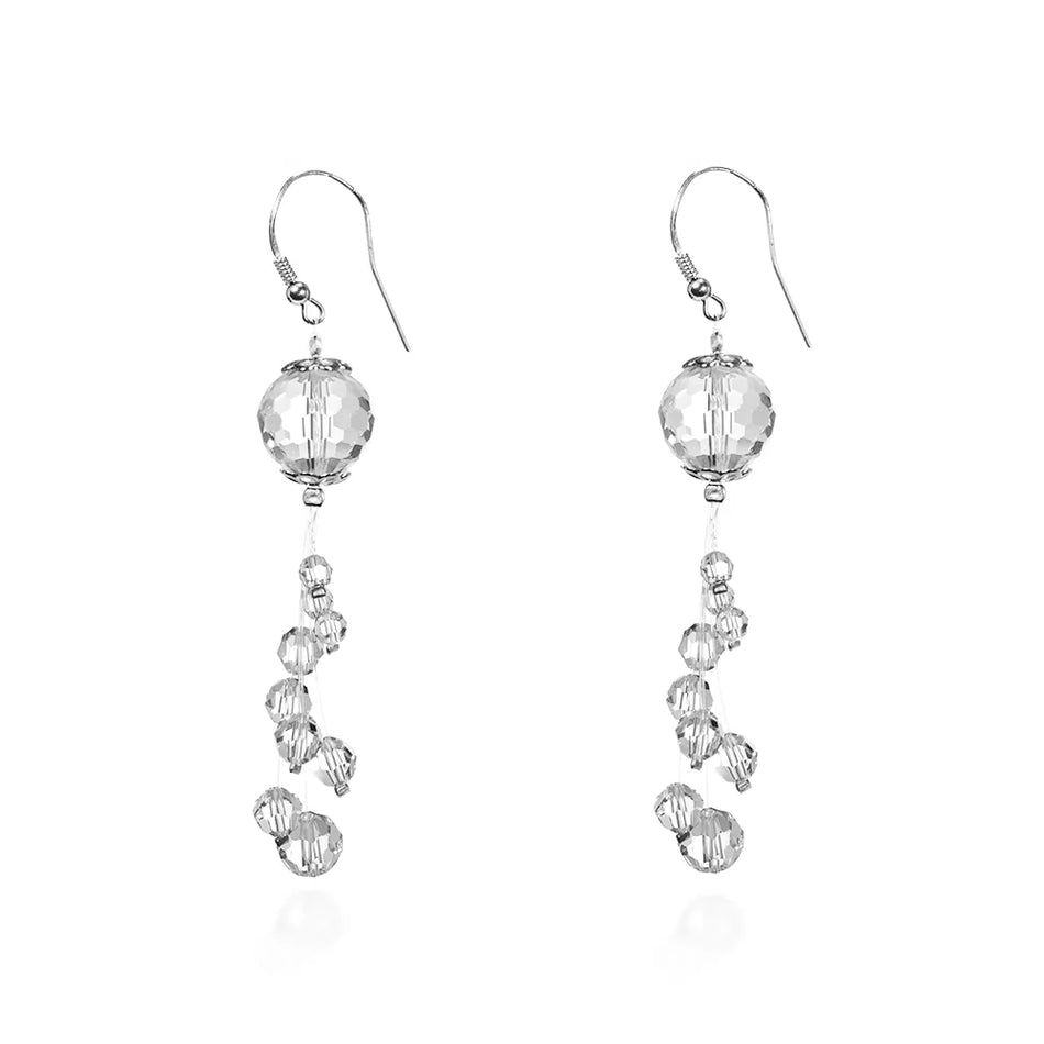 Classic Wedding Silver Swarovski Crystals Earrings