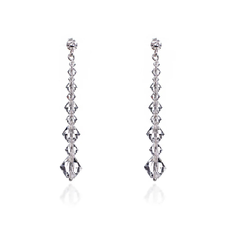 Classic Wedding Silver Swarovski Crystals Earrings