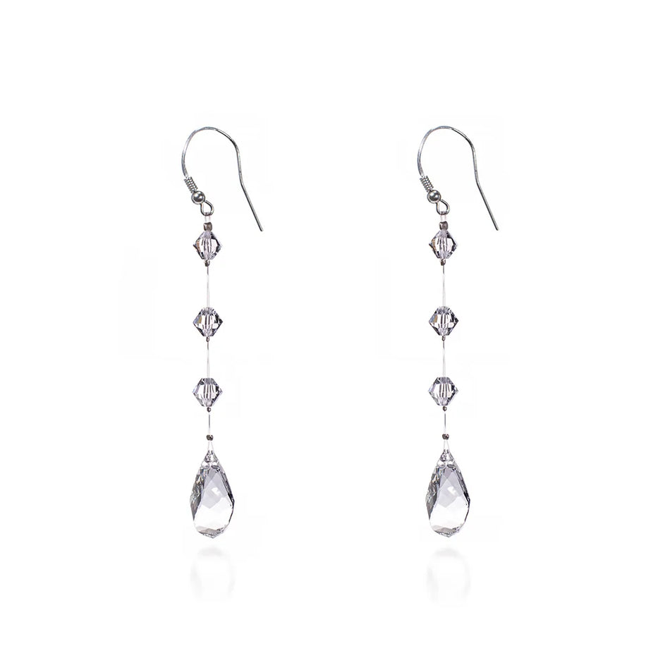 Classic Wedding Silver Swarovski Crystals Earrings