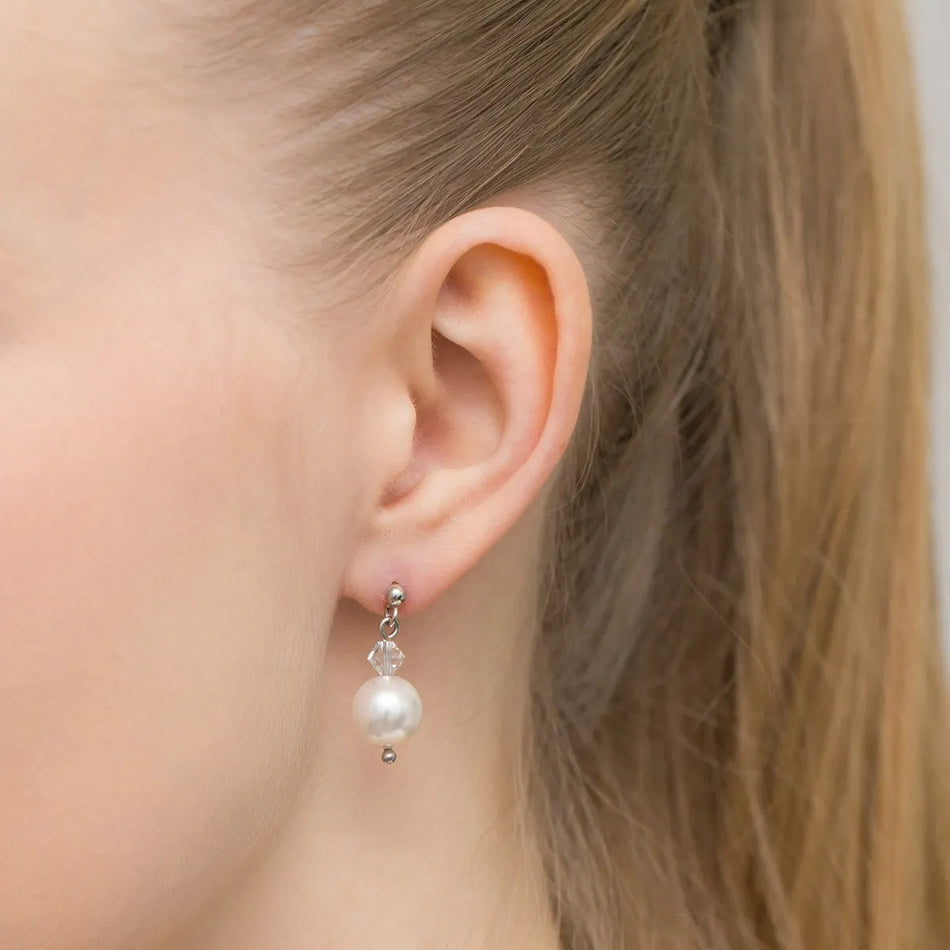 Classic Wedding Silver Pearl Earrings