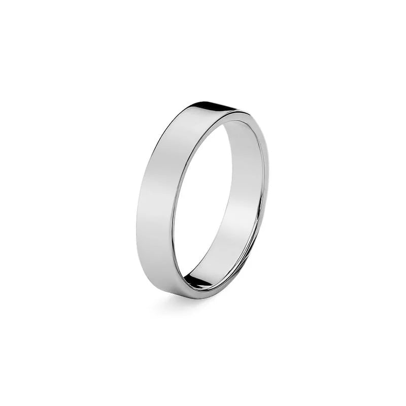 Klasický Strieborný Plochý svadobný prsteň 4mm