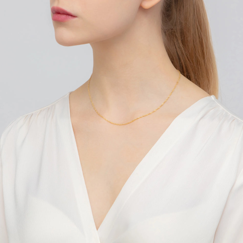 Pozlátený Strieborný Retiazka Singapur 1.5mm