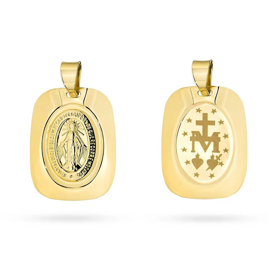 Gold Virgin Mary Medallion Pendant