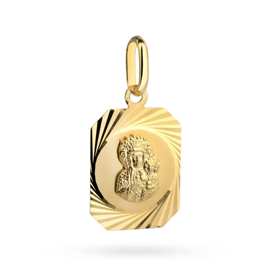 Gold Virgin Mary and Jesus Medallion Pendant