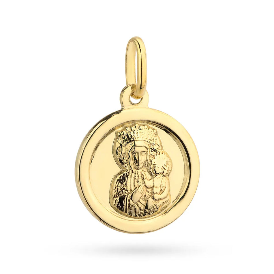 Gold Virgin Mary Medallion Pendant