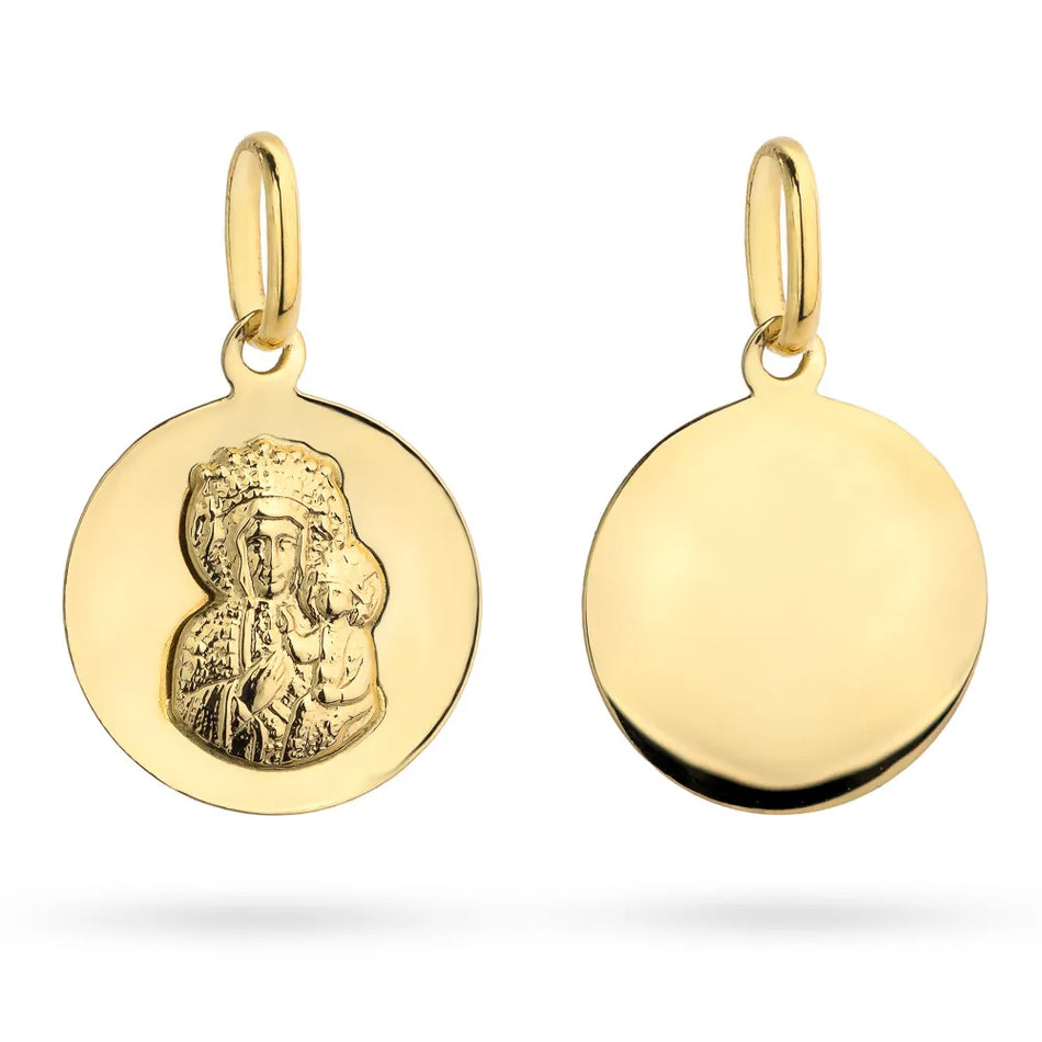 Gold Virgin Mary Medallion Pendant