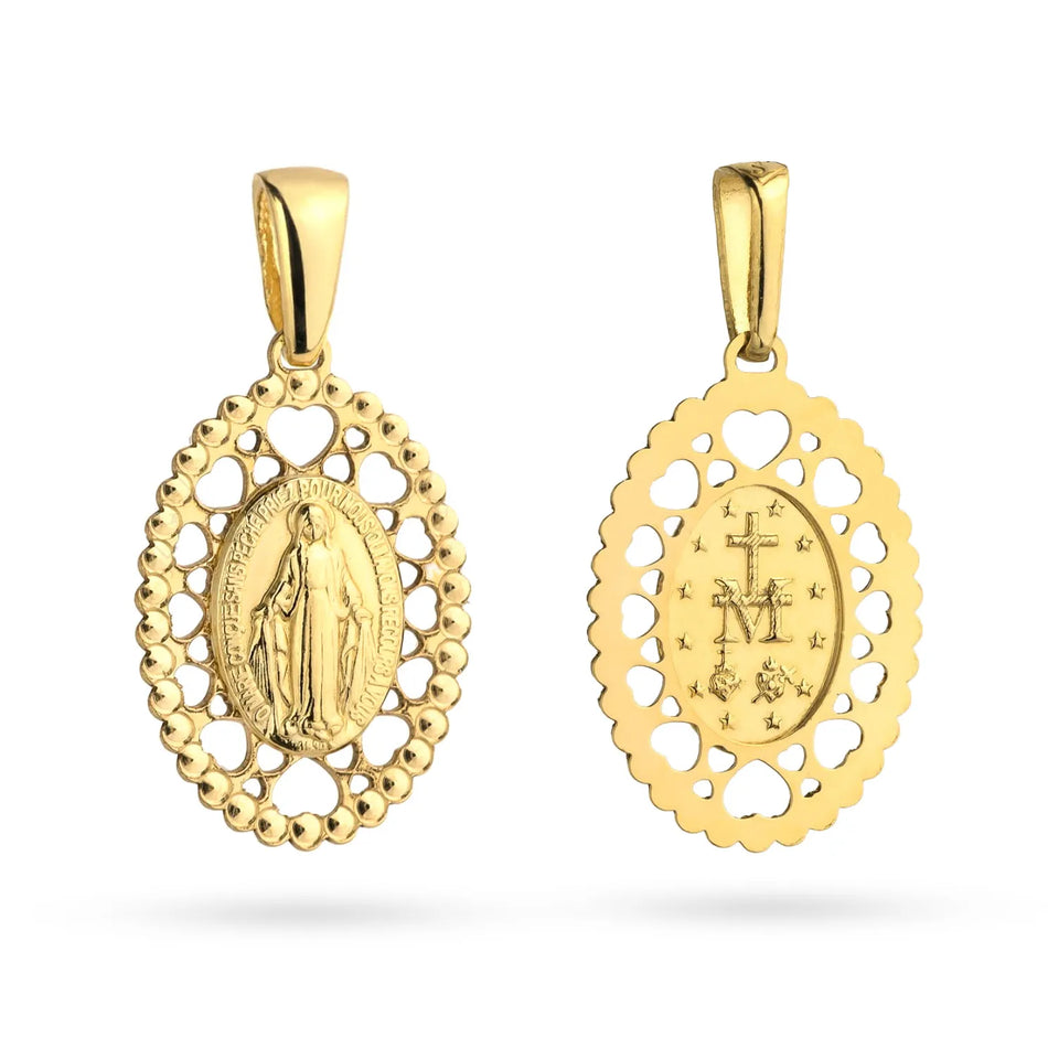 Gold Virgin Mary Medallion Pendant