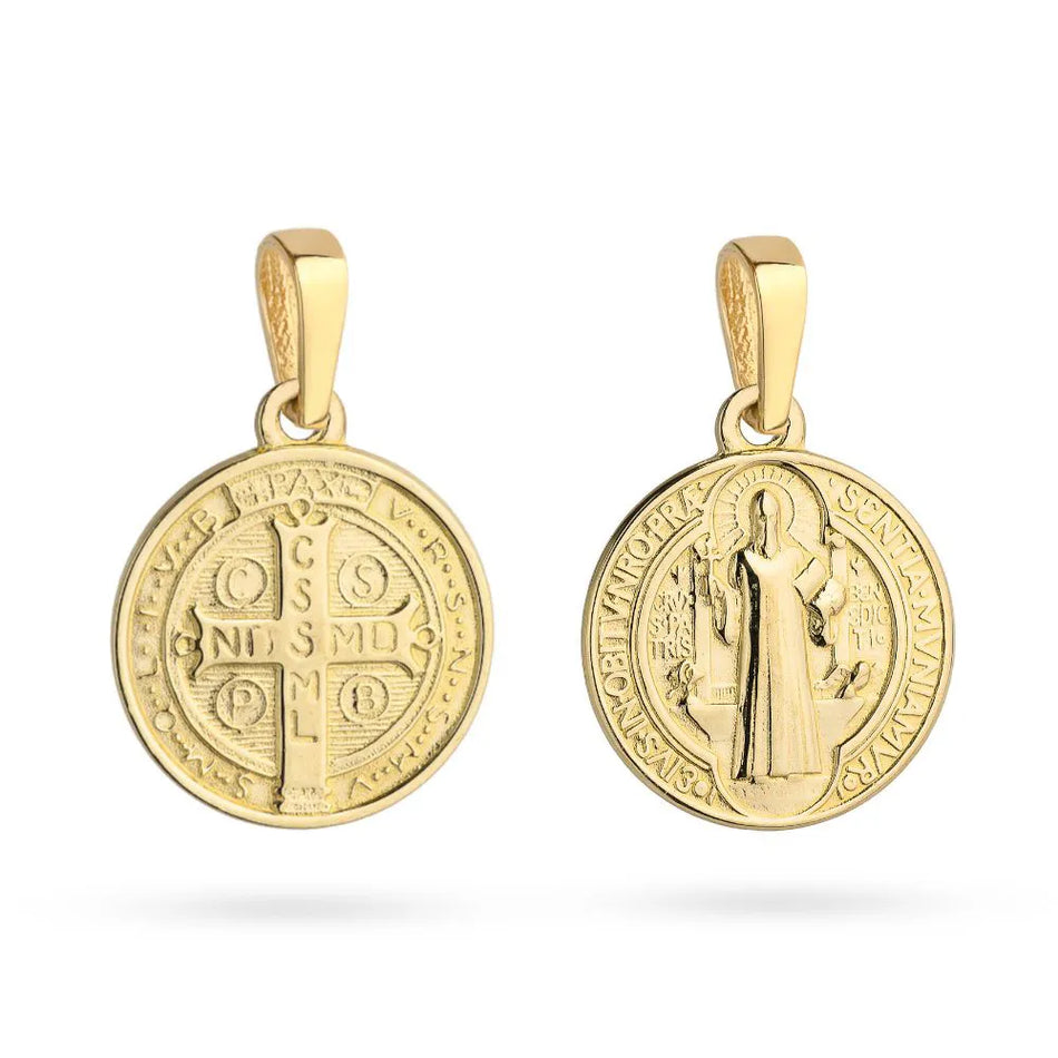 Zlatý medailón prívesok so svätým Benediktom