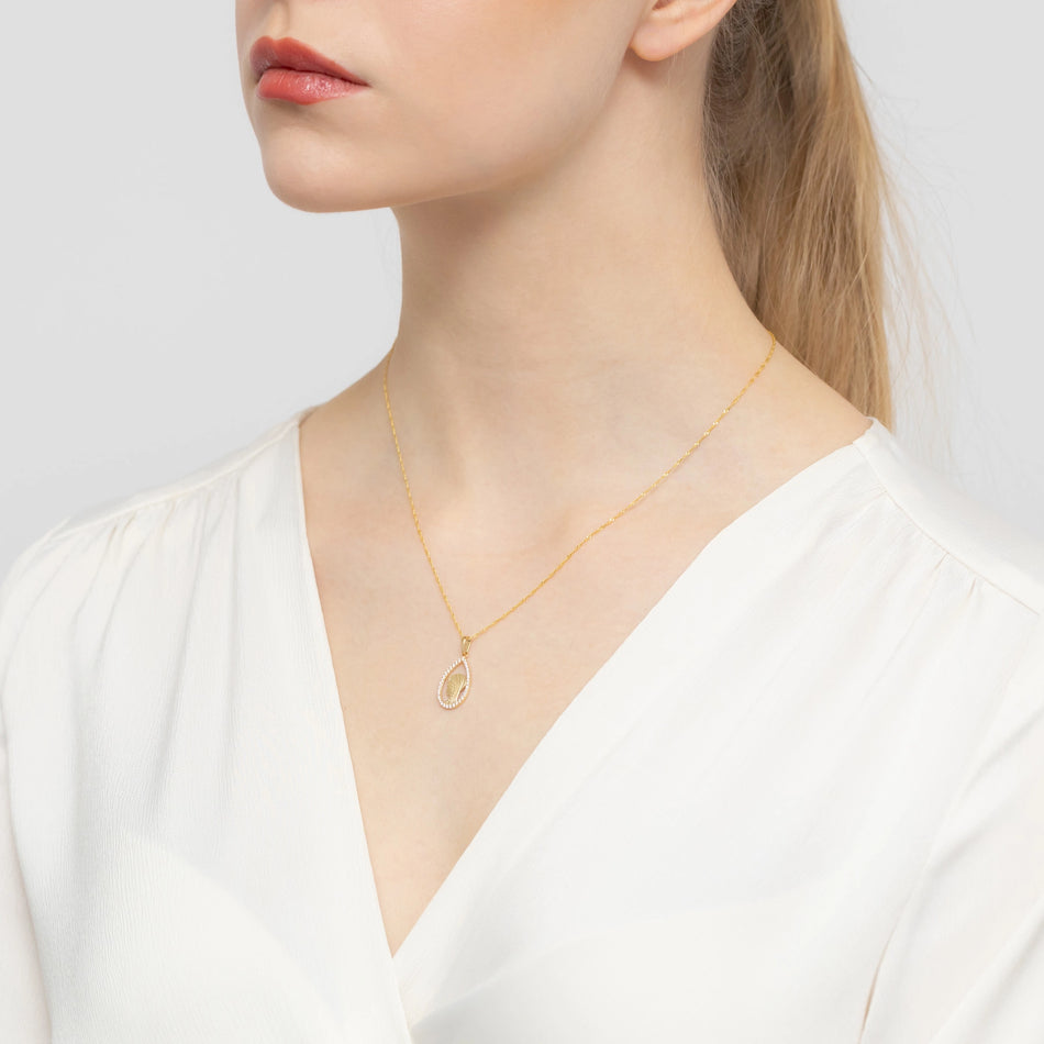 Gold Virgin Mary Medallion Pendant with Zirconia