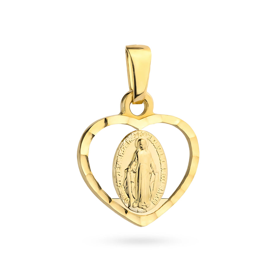 Gold Virgin Mary Medallion Pendant