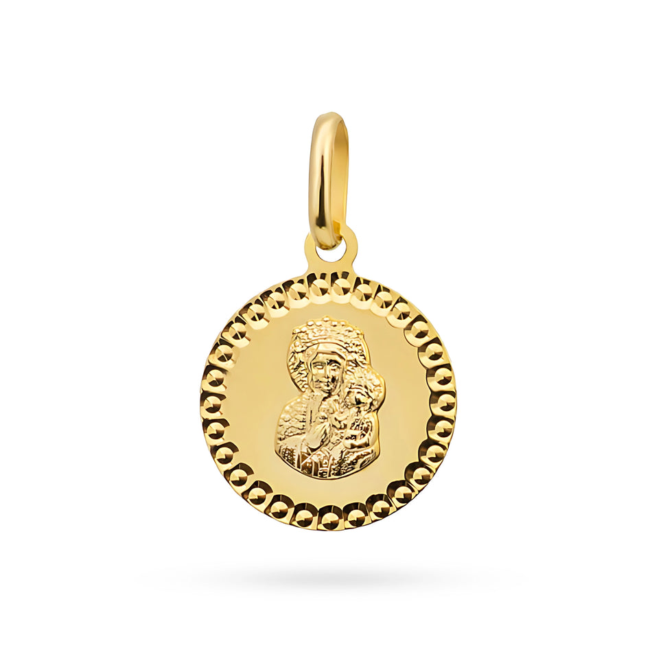 Gold Virgin Mary Medallion Pendant
