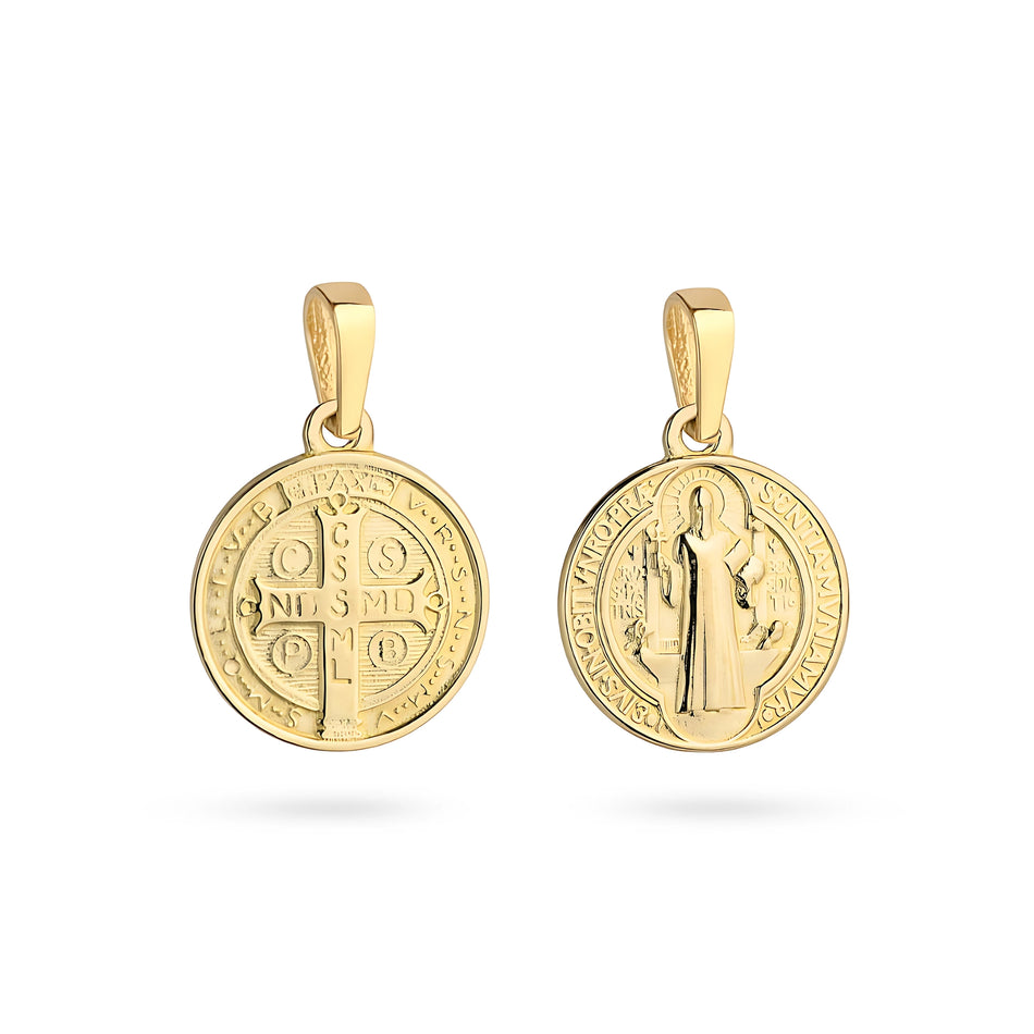 Zlatý medailón prívesok so svätým Benediktom