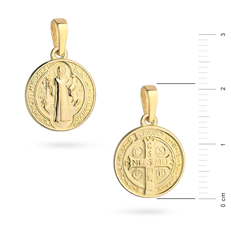 Zlatý medailón prívesok so svätým Benediktom