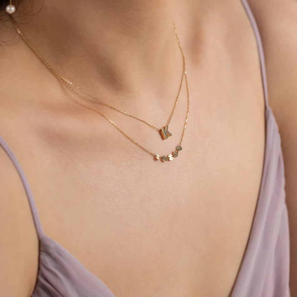 Gold Necklace with Letter K