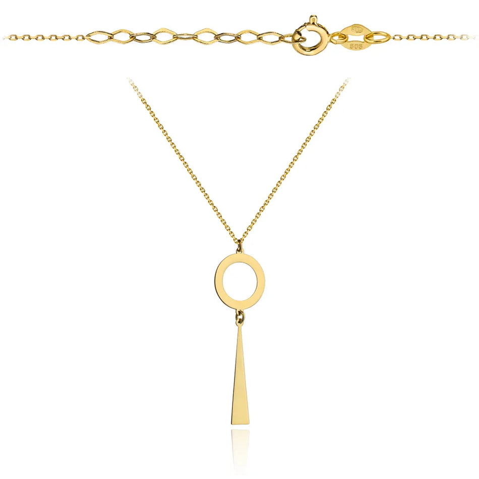 Gold Necklace with Ring And Triangle