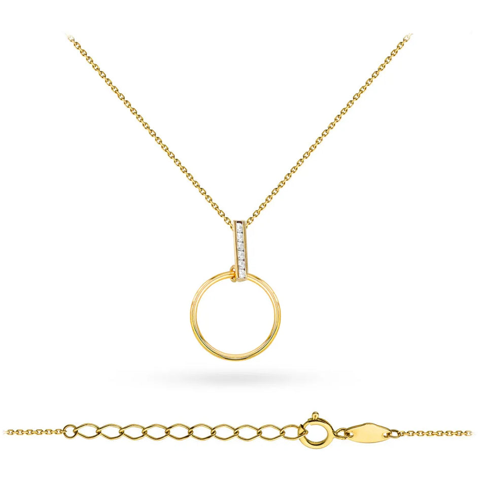 Gold Necklace Ring with Decorative Rectangle Zirconia