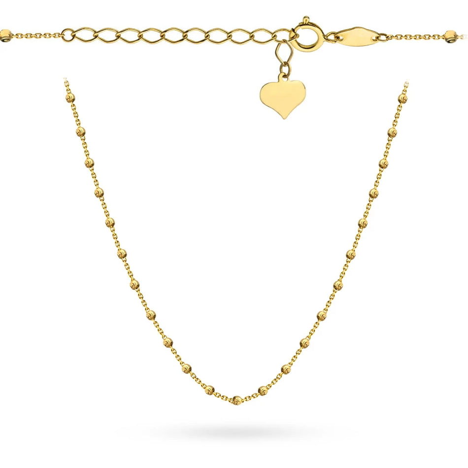 Gold Necklace with Heart Beads