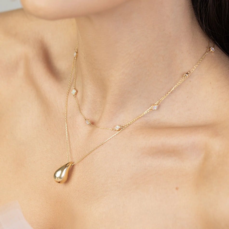 Gold Necklace with Drop