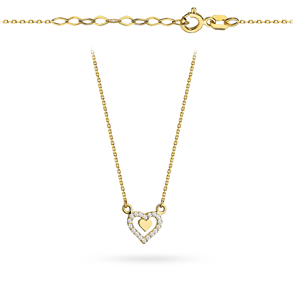 Zlatý náhrdelník so zirkónmi srdce