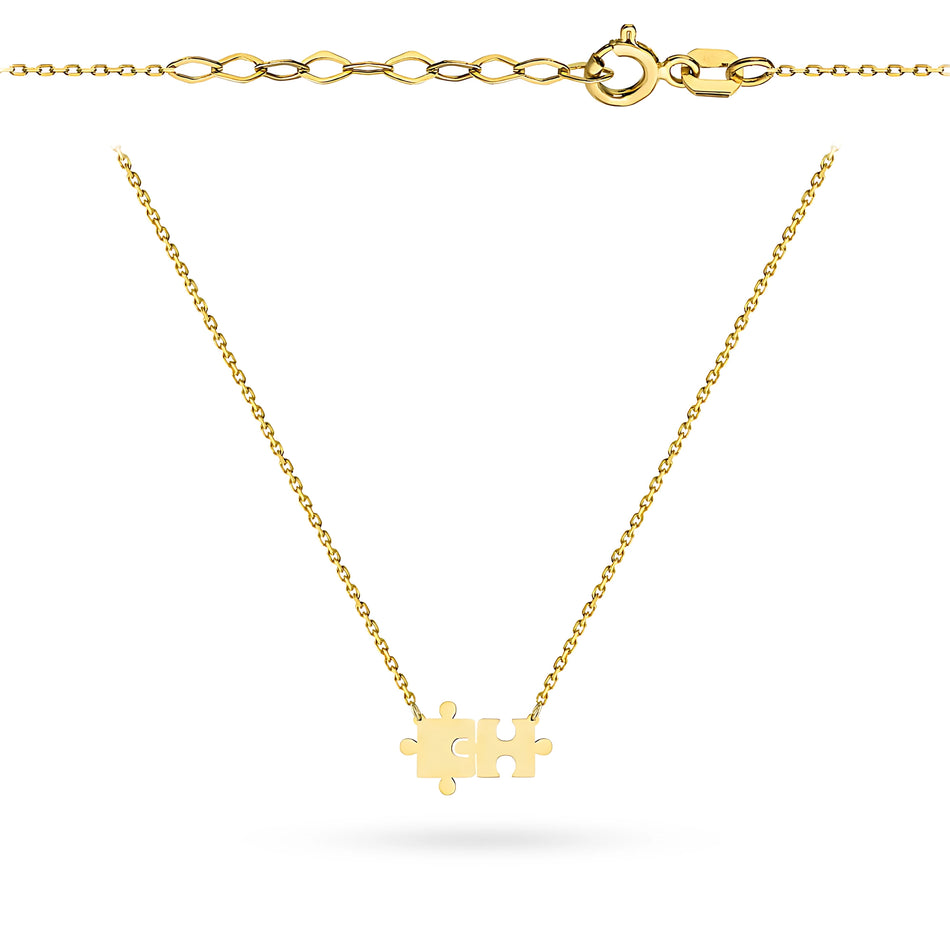 Gold Necklace with Puzzle