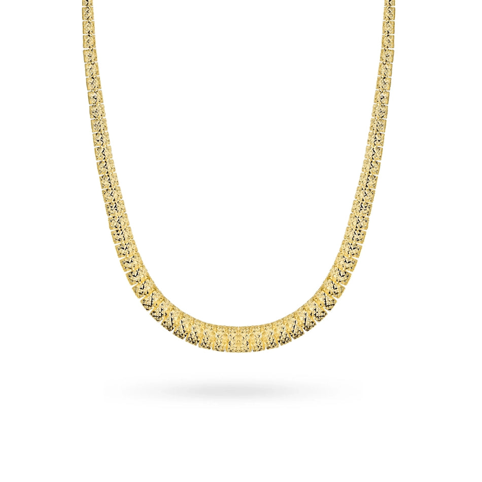 Zlatý náhrdelník s obdĺžnikovými segmentmi s diamantovým brúsením