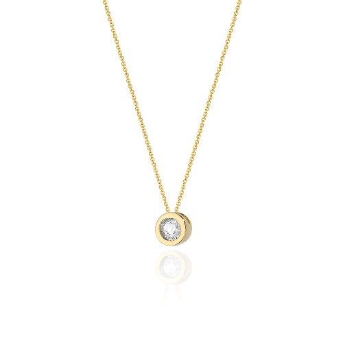 Gold Celebrity Necklace with Diamond Round