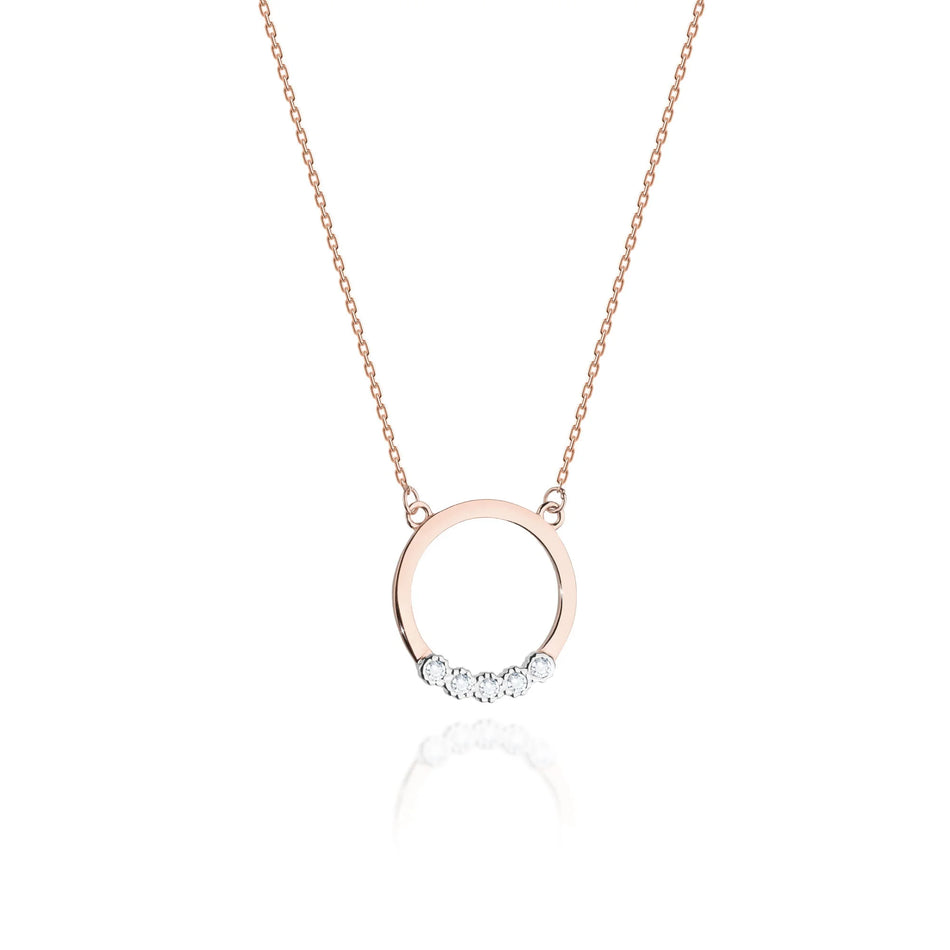 Gold Celebrity Necklace with Diamonds Circle