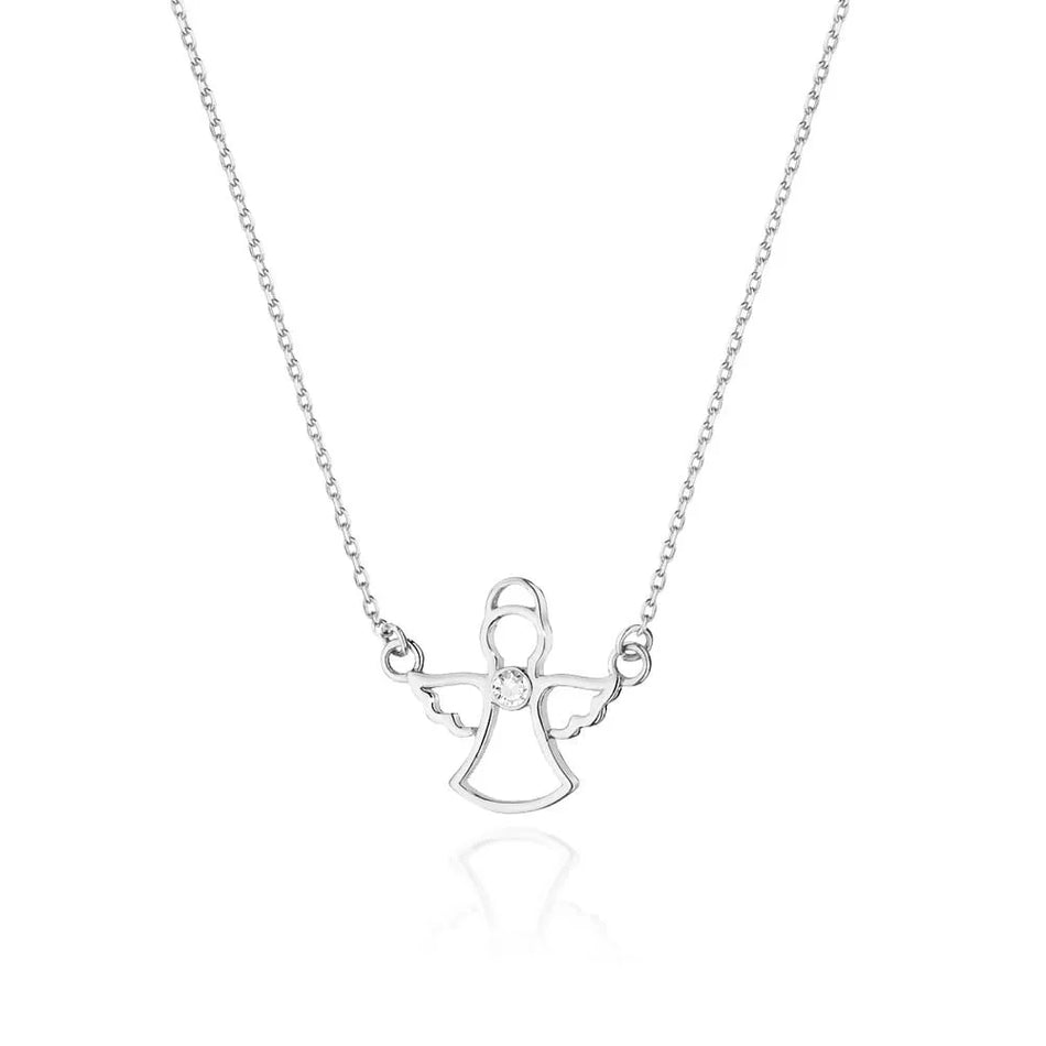 Gold Necklace with Diamond Angel